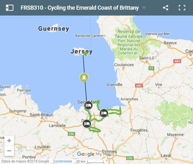 Map Cycling routes in Emerald Coast of Brittany