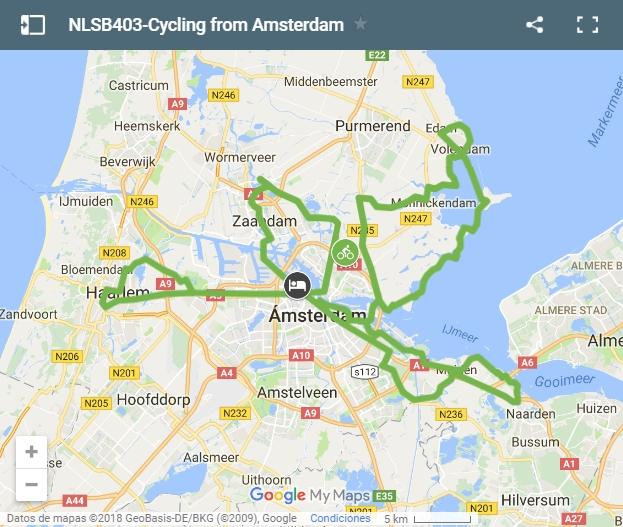 Map Cycling routes around Amsterdam