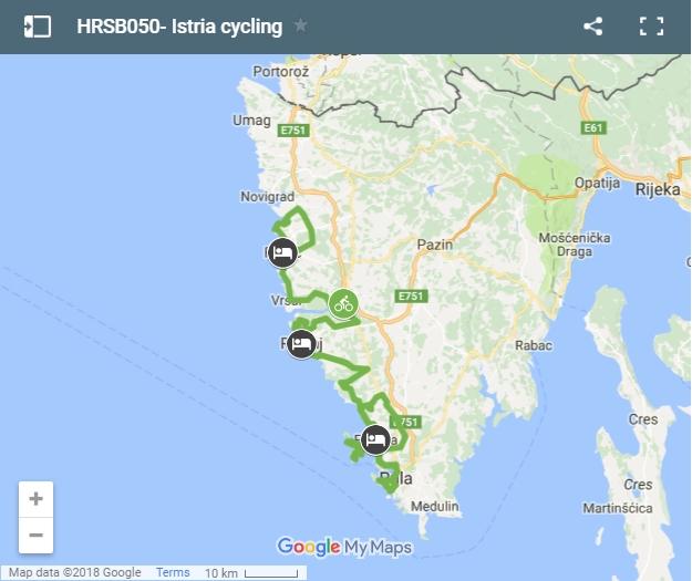 cycling routes in Istria map