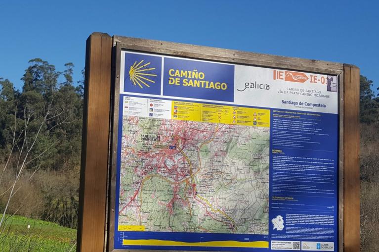 Cartel indicativo Camino de Santiago