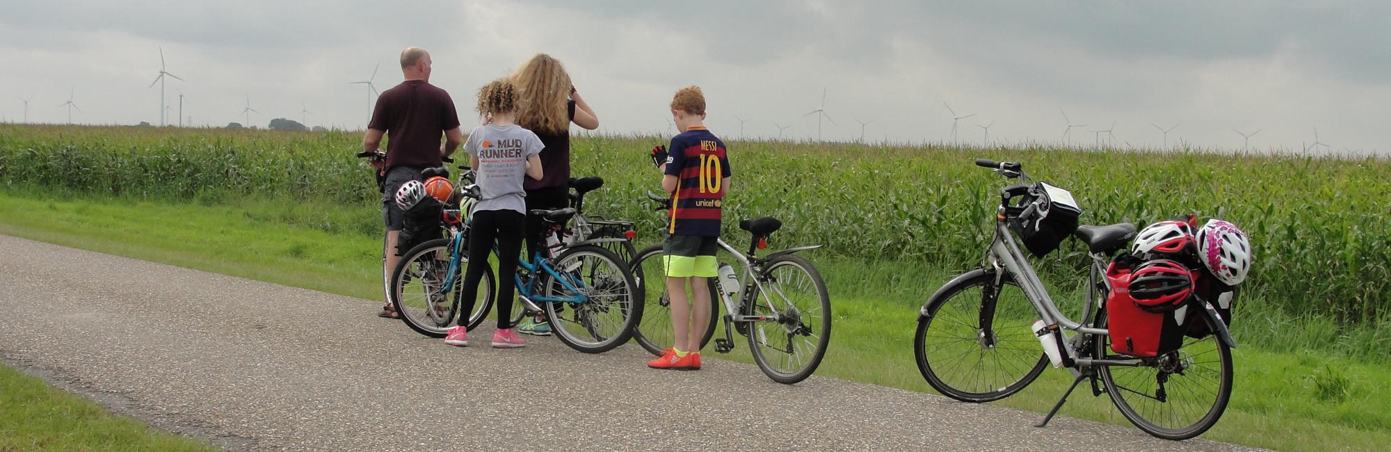 Family cycling in holland