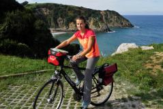 Cyclists in the Asturian coast