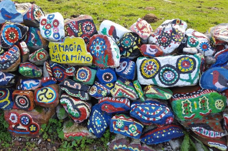 Colored stones on the Camino Norte