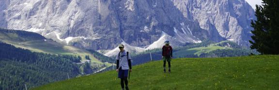 Hiker in Dolomites