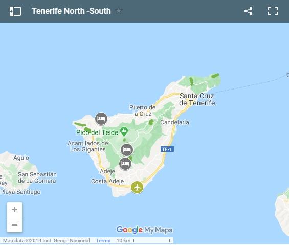 Map walking routes in Tenerife