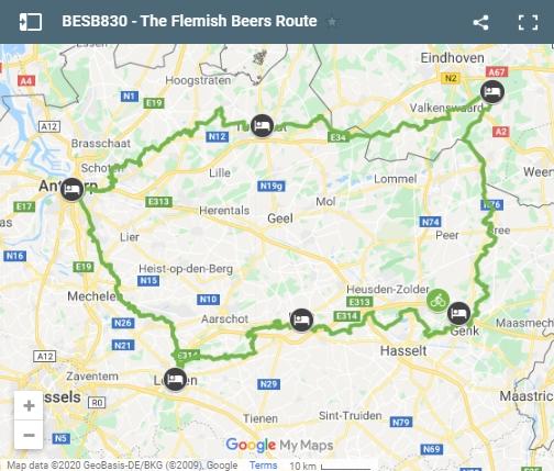 Map beers route cycling