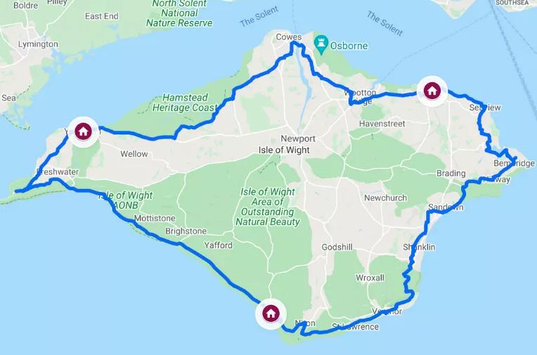 overview map Isle of Wight Cycle - S-Cape UK