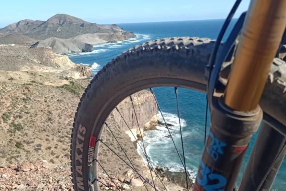 Bike wheel and sea
