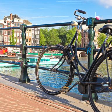 Bike on a bridgne in a Dutch city