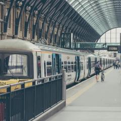 A cyclist at King's Cross St Pancras Station