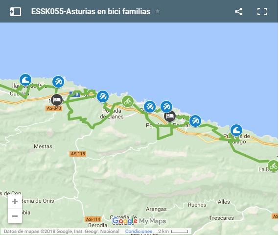 Map cycling routes in Asturias