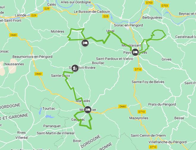 Map Dordogne walking tour