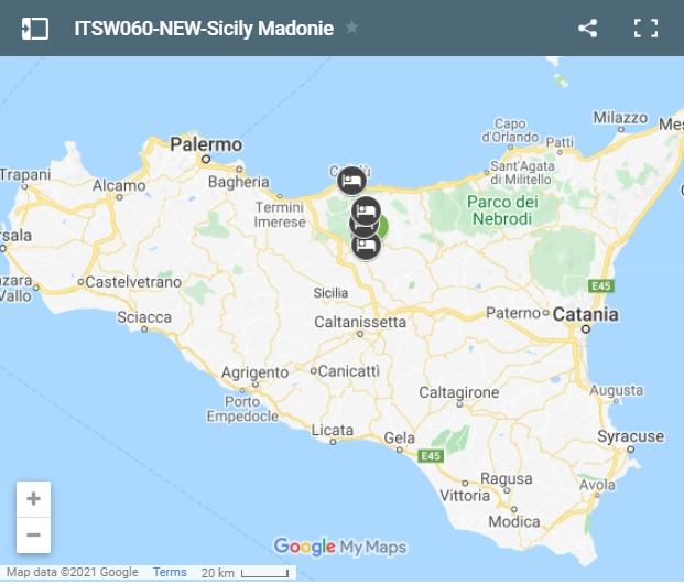 Map walking routes Madonie Mountains 