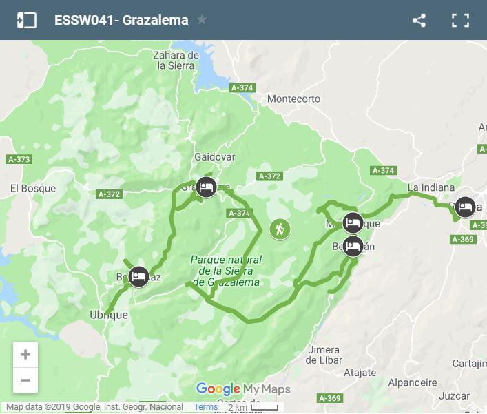 Map walking routes in Grazalema