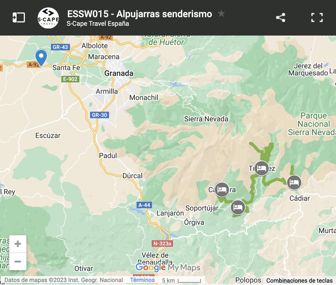 Map Walking holidays spain-Alpujarras-Andalusia