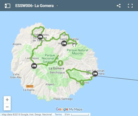 Map walking routes La Gomera