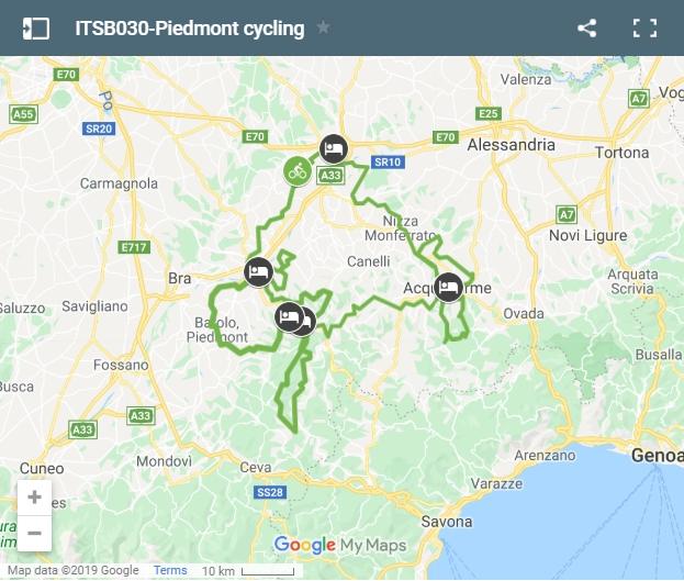 Map Piedmont cycling routes