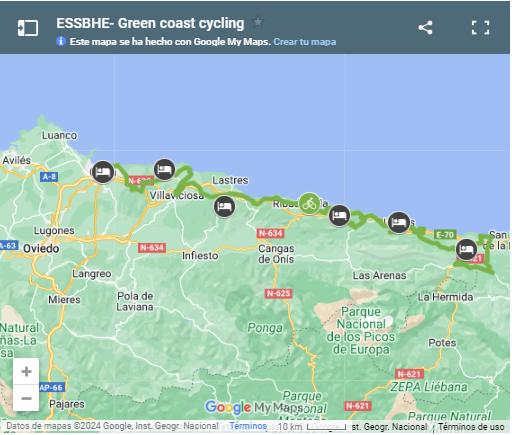 Map cycling routes Asturias