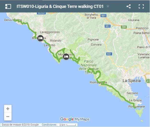 Liguria & Cinque Terre walking map