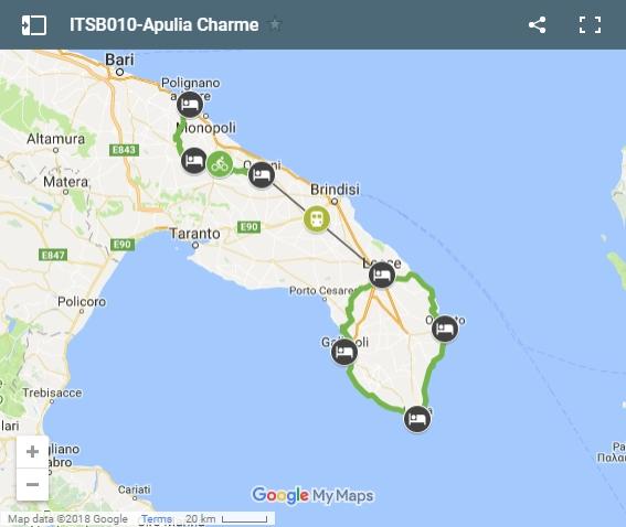 Map Apulia cycling routes