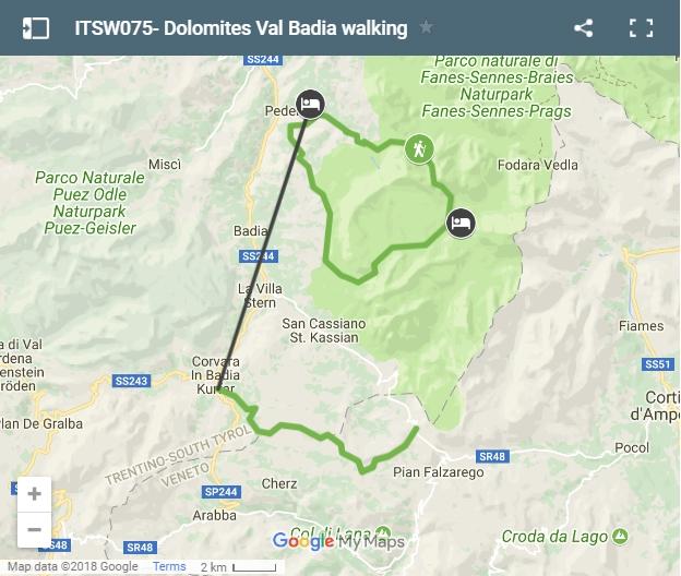 Map walking routes Val Badia