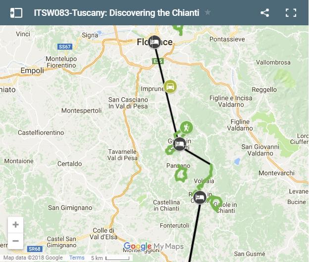 Map walking routes the Chianti