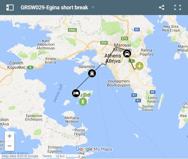 Map Egina walking routes