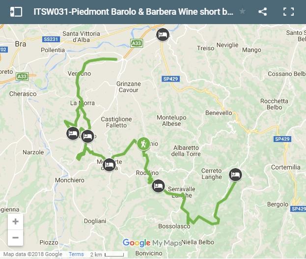 Map Piedmont walking routes