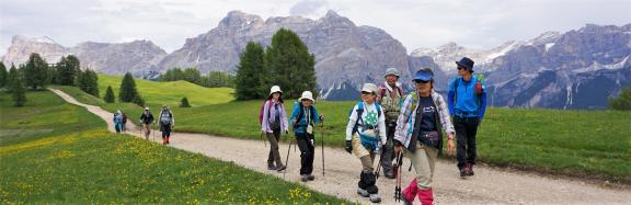 Group of hikers in Dolomites
