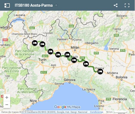 From Aosta to Pama cycling map