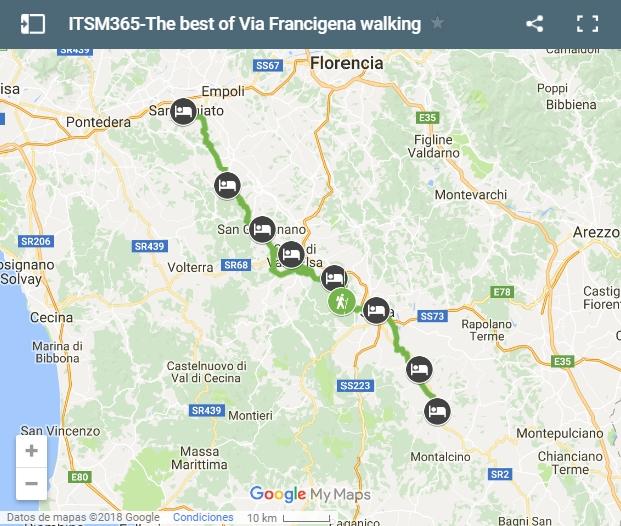 Via Francigena cycling map