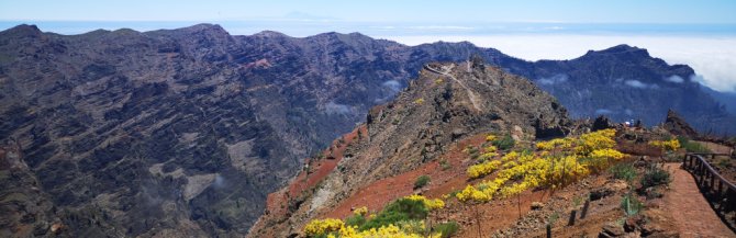 Walker at viewpoint in La Palma