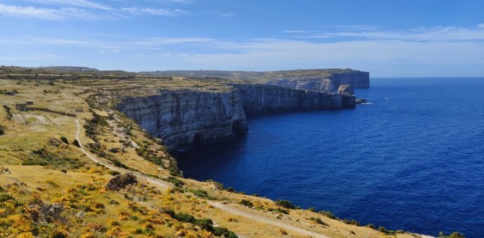 Clifftop walking route in Gozo