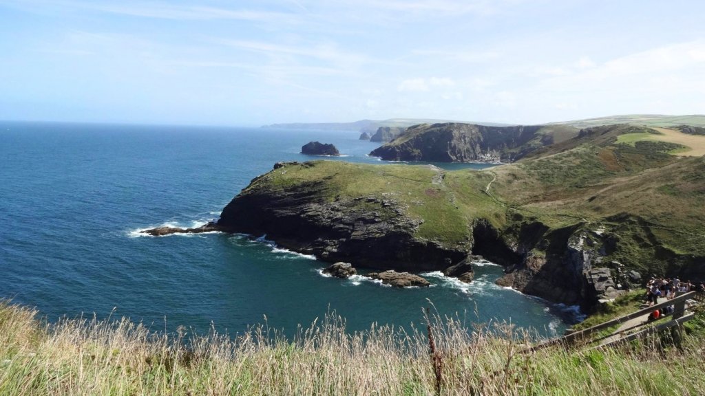 Land's end with vista point in Cornwall, UK