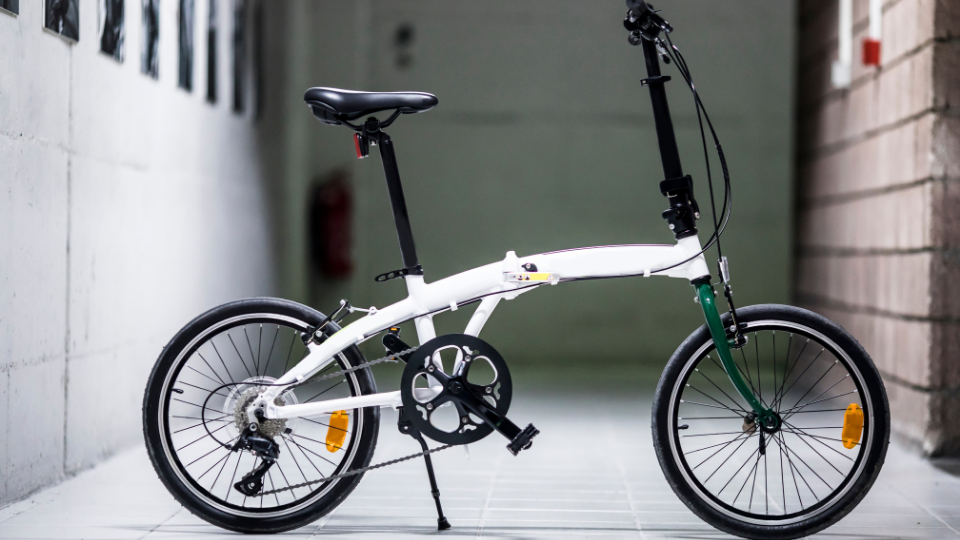 White folding bike