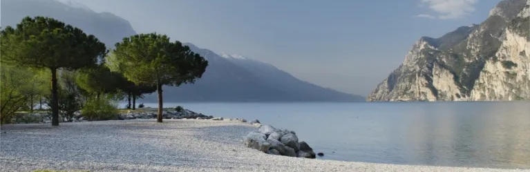 Trees and blue waters of Lake Garda