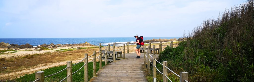 Pilgrim along the coast Camino Portuguese