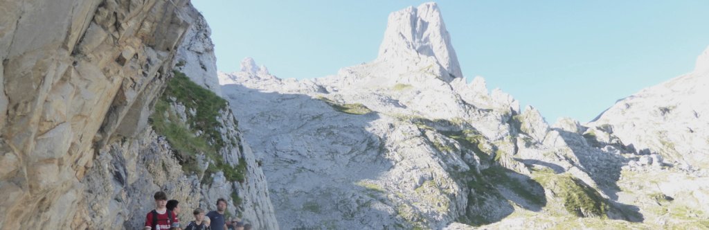 Landscape of rocky Picos de Europa with the Urriellu peak