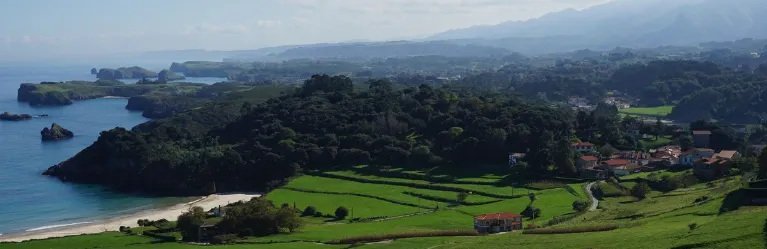 Green fields and coves of the Asturias coastline