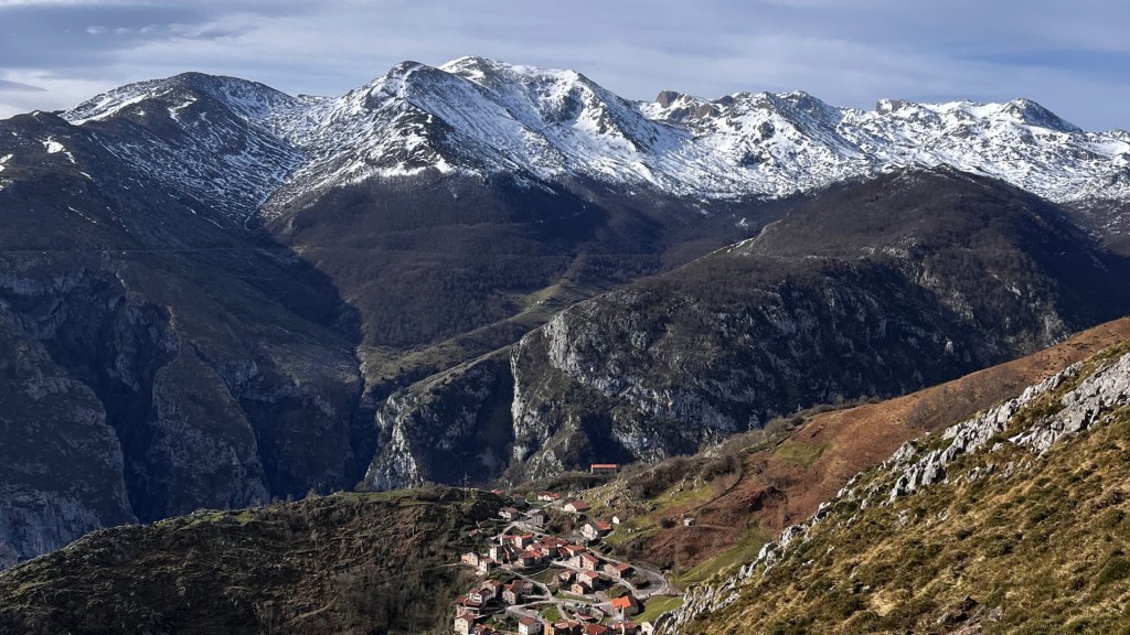 Tresviso village under Picos de Europa peaks